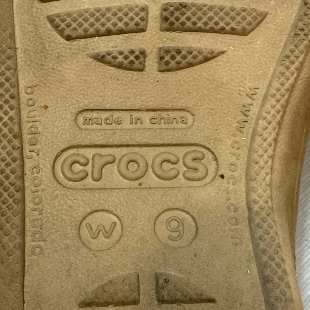 CROCS Women's Brown and Cream Slide Sandals - Picture 6 of 6